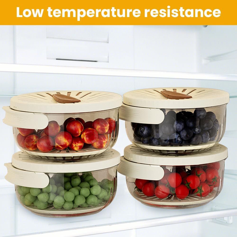 2-in-1 Draining and Preservation Basket, 2026 Upgraded Multifunctional Fruit and Vegetable Washing Bowl with Handle Fruit Strainer Container with Lid for Kitchen, Fridge, Picnic, Camping (Brown) - Image 8