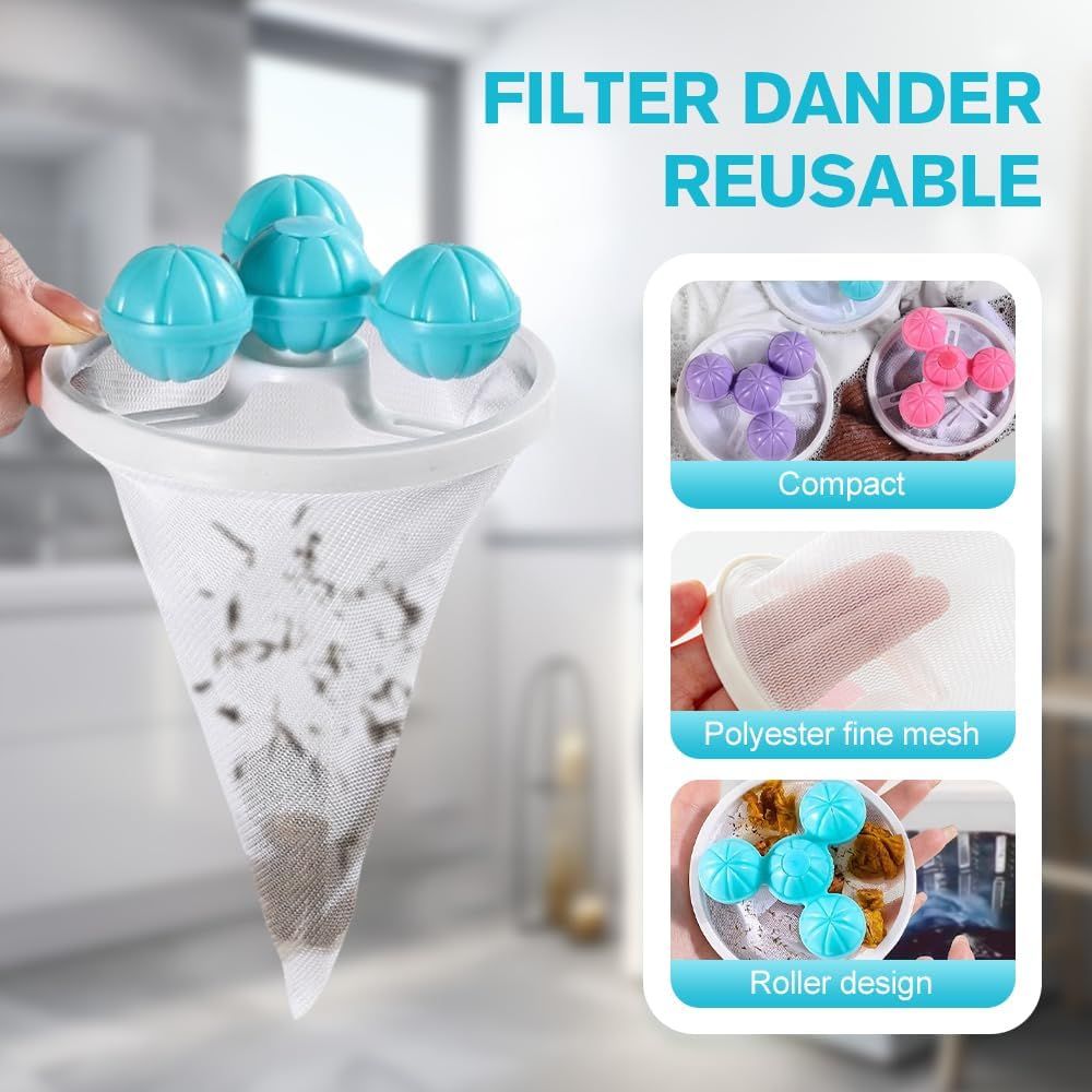 Floating Hair Filtering Mesh Removal, 2026 Upgrade Pet Hair Remover Laundry Reusable Lint Catcher for Washing Machine Hair Catcher Wool Device, Pet Hair (3, Mix) - Image 4