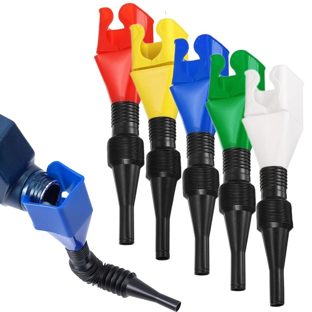 Universal Household Folding Buckle Funnel, 5-Pack, Plastic, Multicolor, 7.87 Inch Wide Mouth, Flexible, Reusable, Snap-on Design, Suitable for Automotive, Home Use - Image 1