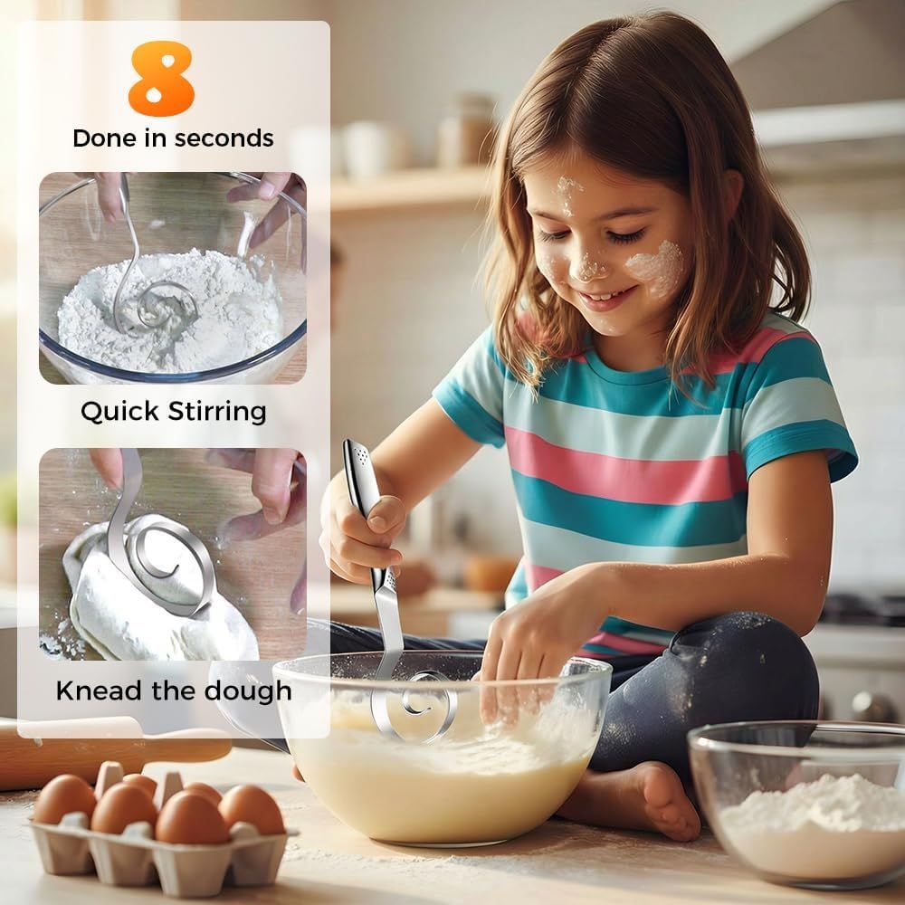 Seamless Dough Whisk, 2026 New 430 Stainless Steel Dutch Bread Dough Whisk Tool for Sourdough Bread Baking, Whisking, Pizza, Pastry, Cake Batter, Biscuits (1) - Image 3