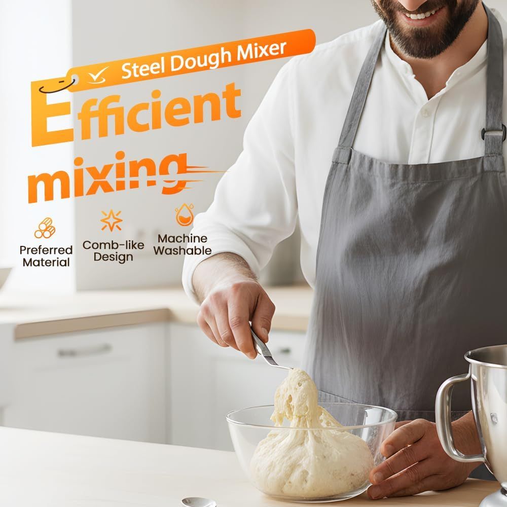 Seamless Dough Whisk, 2026 New 430 Stainless Steel Dutch Bread Dough Whisk Tool for Sourdough Bread Baking, Whisking, Pizza, Pastry, Cake Batter, Biscuits (1) - Image 7