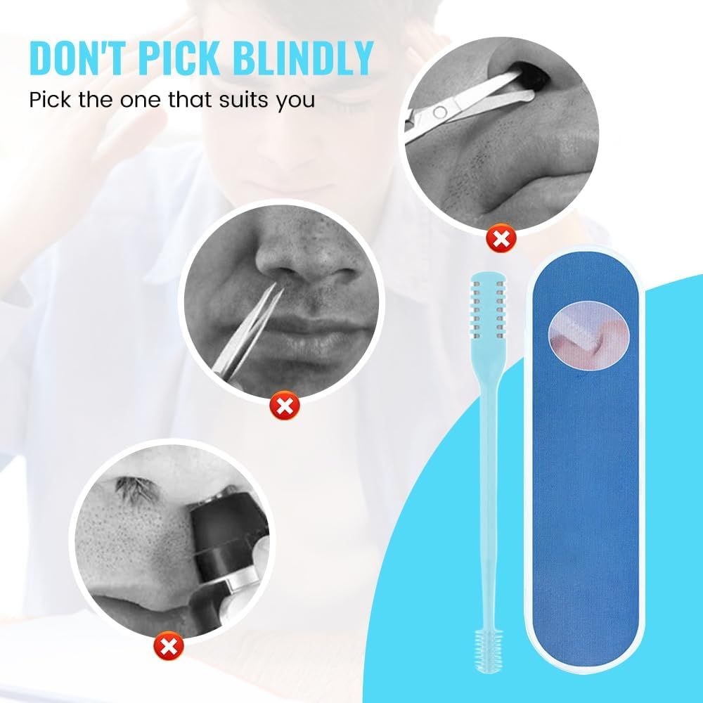 Nasal Hair Cutter, 2024 New Double Sided Nose Hair Knife Manual Nose Trimmer, 360 Rotating Nasal Razor Cutter with Ear Picker for Women and Men (Pink 3Pcs) - Image 2
