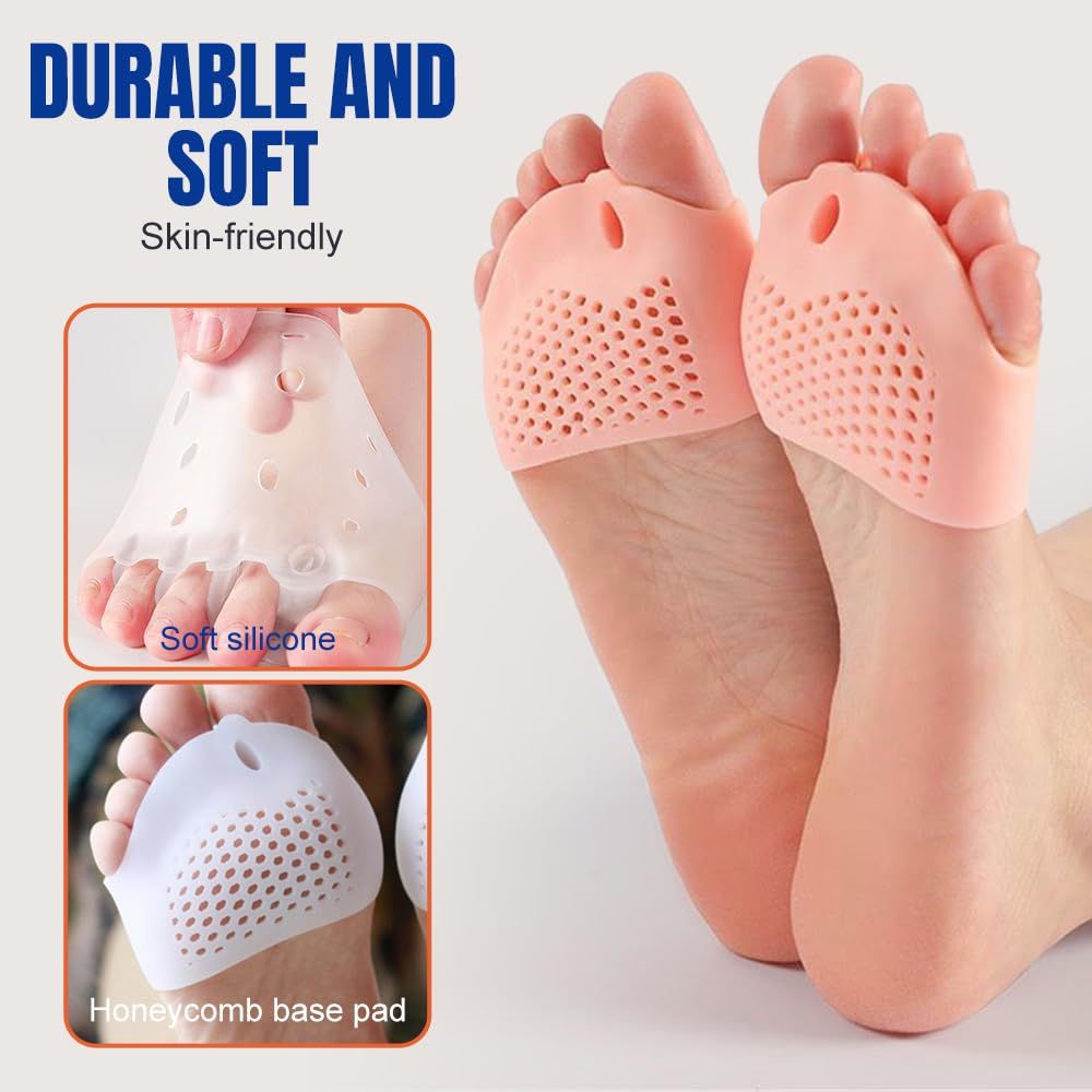 Silicone Toe Separator, 4 Pairs Gel Toe Separators Ball of Foot Cushions Toes Spreaders for Feet for Overlapping Toes, Hammer Toe Crooked Toes for Men & Women (Blue) - Image 4