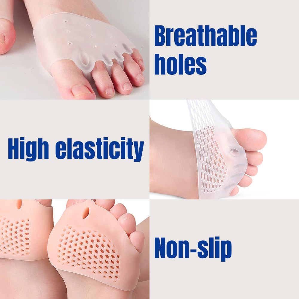 Silicone Toe Separator, 4 Pairs Gel Toe Separators Ball of Foot Cushions Toes Spreaders for Feet for Overlapping Toes, Hammer Toe Crooked Toes for Men & Women (Blue) - Image 6