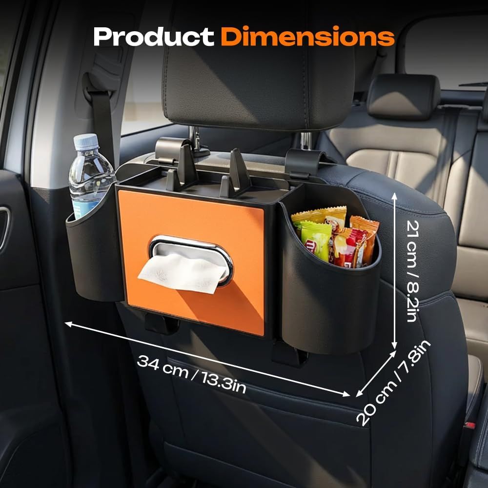 4-in-1 Car Backseat Organizer with Cup Holder, 2026 Upgraded Multifunctional Car Back Seat Organizer with Tissue Box, Trash Bin & Hooks for Hold Phones, Snacks, Drinks, and Handbags (Black) - Image 2