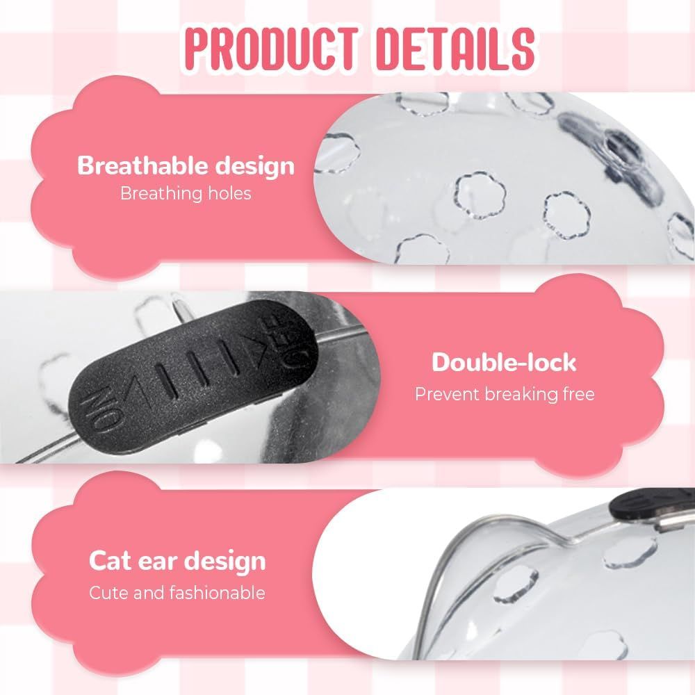 Cat Grooming Mask with Anti-Bite, 2025 New Cat Muzzle for Grooming Mouth Cover Breathable Hood, Transparent Cats Astronaut Helmet for Bath Nail Trimming (S) - Image 3
