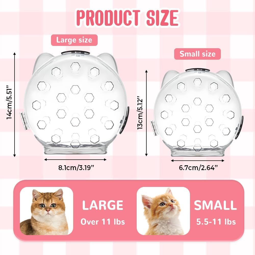 Cat Grooming Mask with Anti-Bite, 2025 New Cat Muzzle for Grooming Mouth Cover Breathable Hood, Transparent Cats Astronaut Helmet for Bath Nail Trimming (S) - Image 4