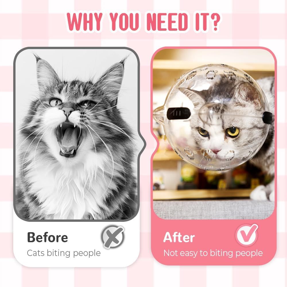 Cat Grooming Mask with Anti-Bite, 2025 New Cat Muzzle for Grooming Mouth Cover Breathable Hood, Transparent Cats Astronaut Helmet for Bath Nail Trimming (S) - Image 5