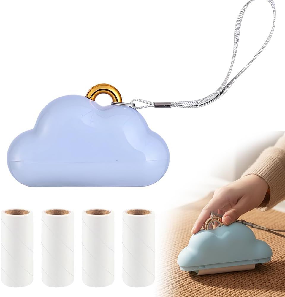 Small Lint Roller Travel Size, 2026 Upgraded Portable Reusable Small Lint Roller Travel Size for Pet Hair Clothes Lints Remover with 150 Sheets Refillable (Blue) - Image 1