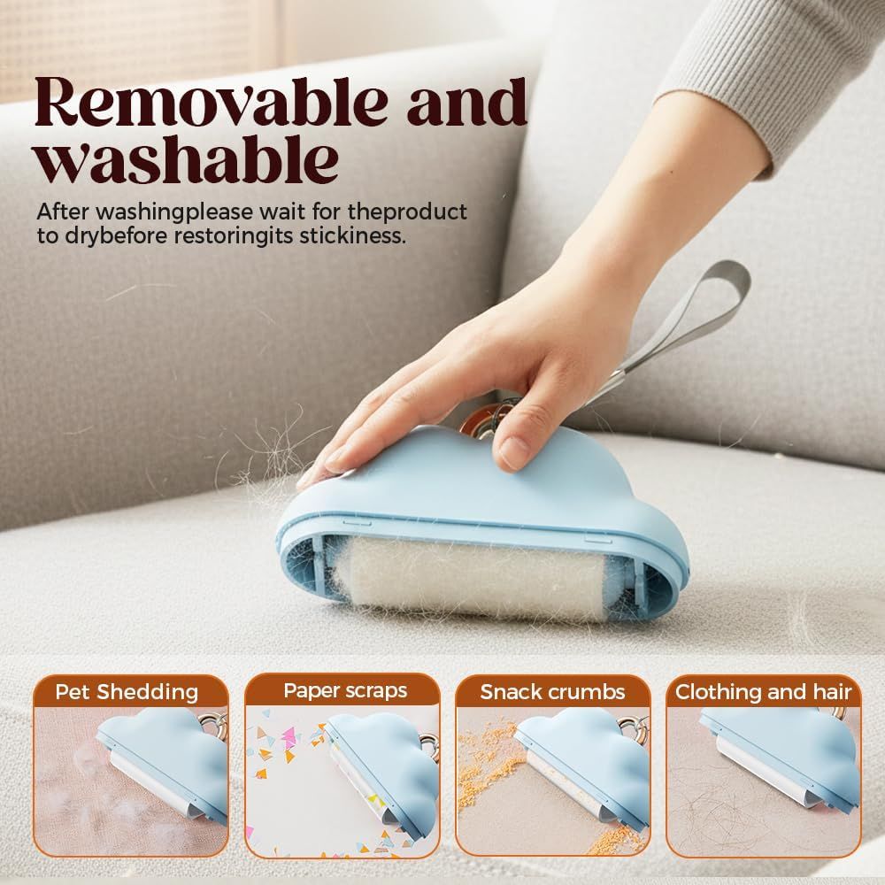 Small Lint Roller Travel Size, 2026 Upgraded Portable Reusable Small Lint Roller Travel Size for Pet Hair Clothes Lints Remover with 150 Sheets Refillable (Blue) - Image 5