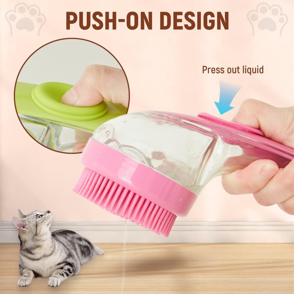Pet Bath Brush with Shampoo Dispenser, 2025 New Dog Bath Brush Soft Silicone Bristle for Bathing Pets Grooming Massage Brush (Blue) - Image 2