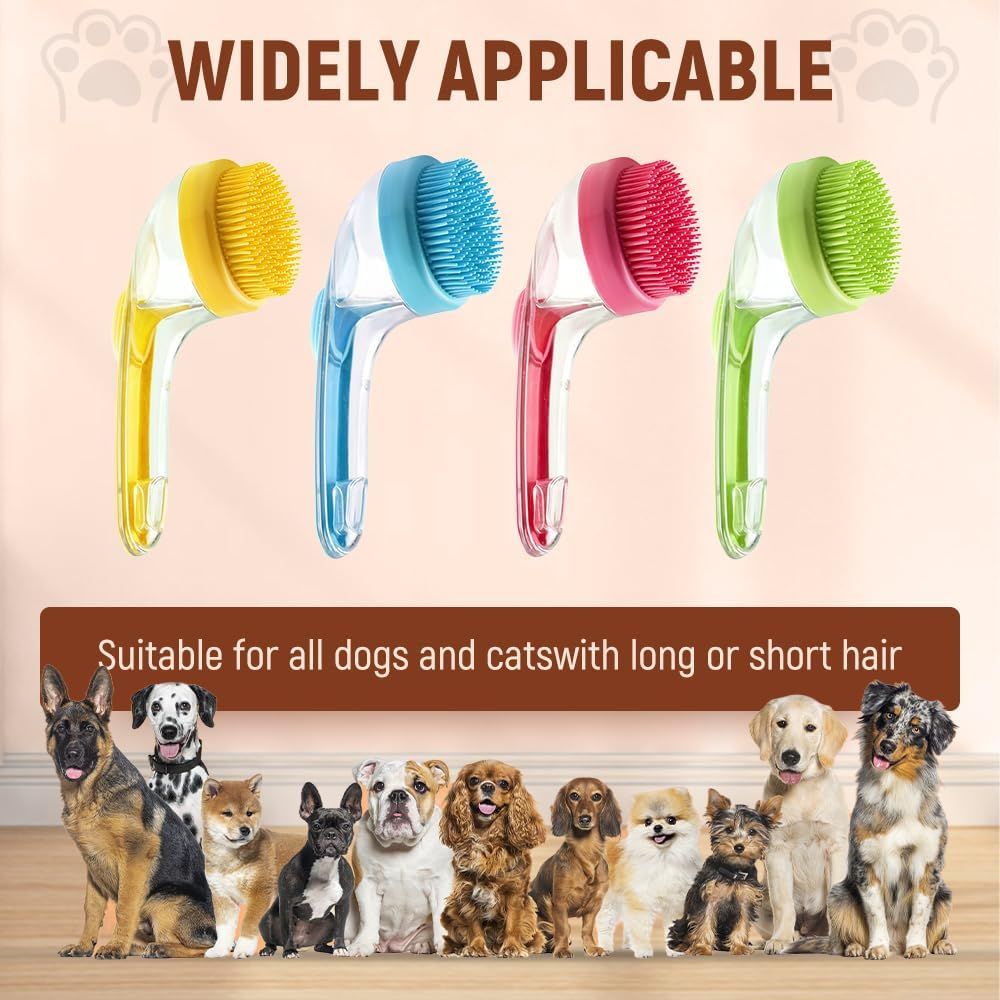 Pet Bath Brush with Shampoo Dispenser, 2025 New Dog Bath Brush Soft Silicone Bristle for Bathing Pets Grooming Massage Brush (Blue) - Image 4