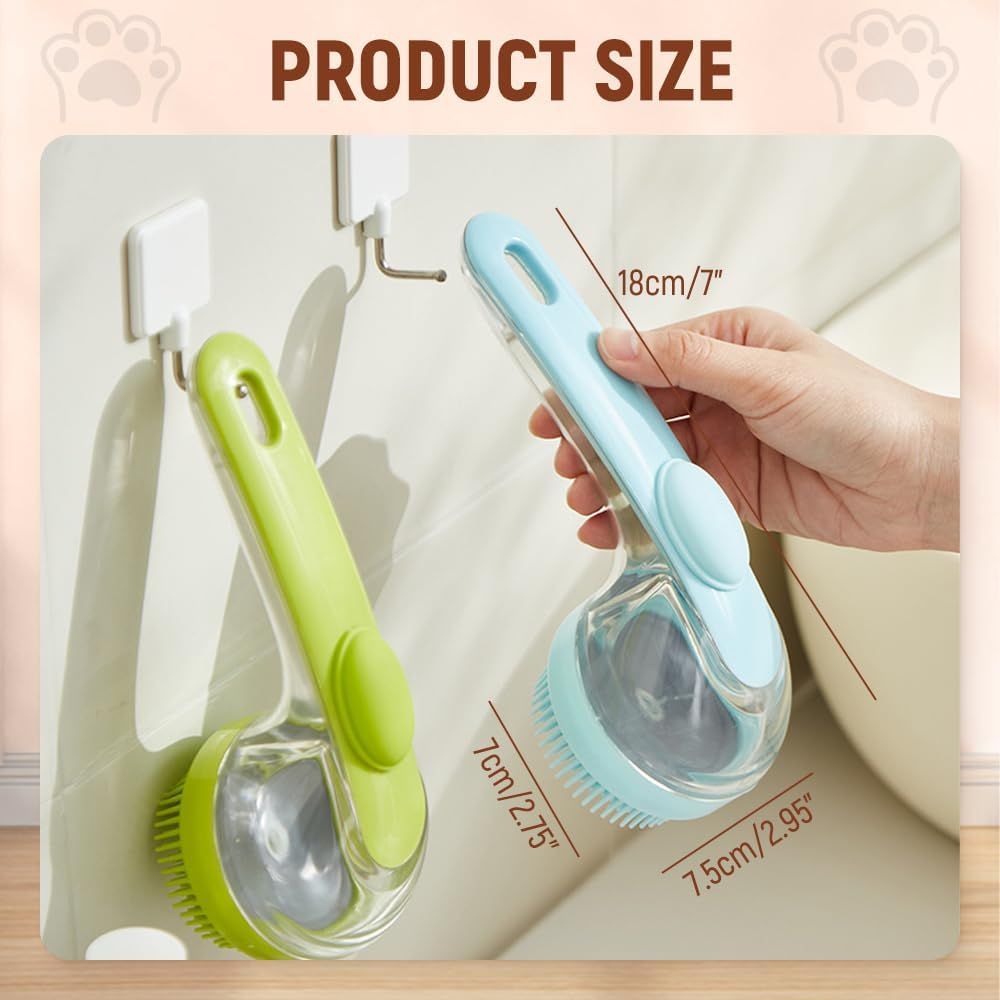 Pet Bath Brush with Shampoo Dispenser, 2025 New Dog Bath Brush Soft Silicone Bristle for Bathing Pets Grooming Massage Brush (Blue) - Image 5