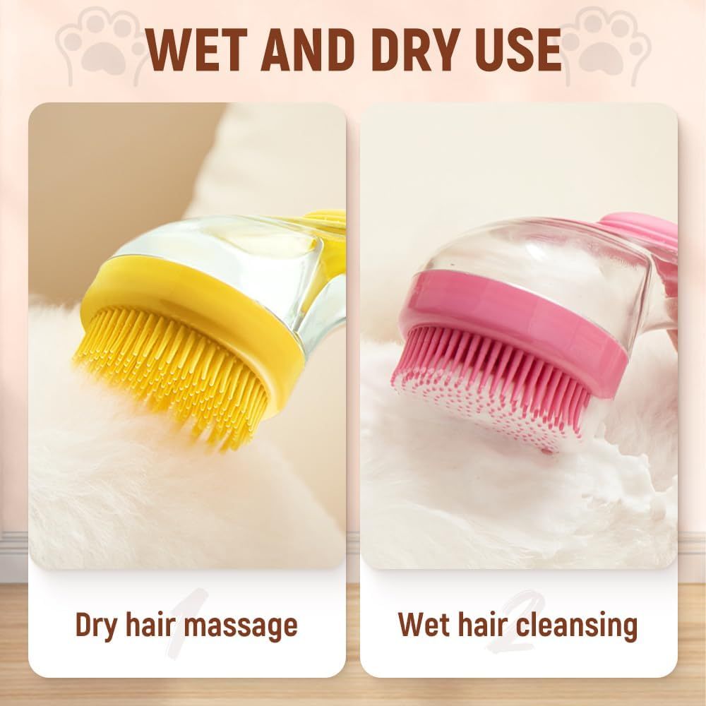 Pet Bath Brush with Shampoo Dispenser, 2025 New Dog Bath Brush Soft Silicone Bristle for Bathing Pets Grooming Massage Brush (Blue) - Image 7