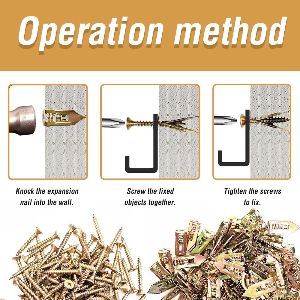 Self-Drilling Anchors Screws, 2024 New Zinc Plated Steel Self-Drilling Anchors Drilling Drywall Anchors with Screws, Wall Anchors Easy Application for TV Bike Cabinet (50, 12 mm x 30 mm) - Image 5