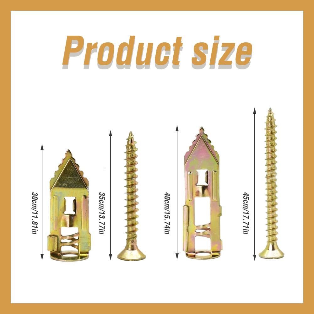 Self-Drilling Anchors Screws, 2024 New Zinc Plated Steel Self-Drilling Anchors Drilling Drywall Anchors with Screws, Wall Anchors Easy Application for TV Bike Cabinet (50, 12 mm x 30 mm) - Image 7
