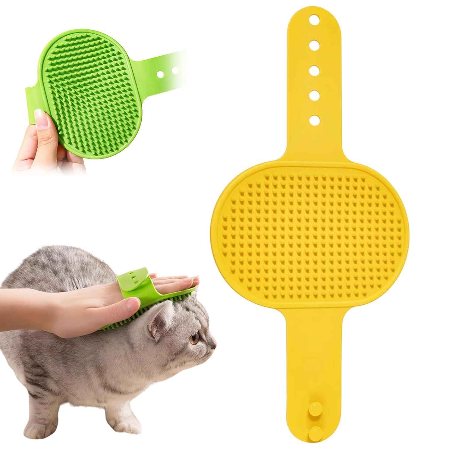 Silicone Grooming Strap Pad for Cats, 2025 New Cat Self Groomer Brush Adjustable Silicone Cat Self Groomer Brush, Multifunctional Cats Combs Massager for Cats Tree Furniture Sofa Chair Legs (Yellow) - Image 1