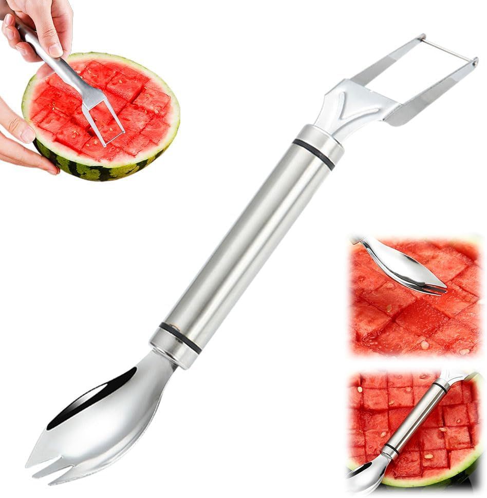 2-in-1 Stainless Steel Fruit Cutter Watermelon Cutter, Watermelon Slicer Cutter Summer Watermelon Cutting Artifact for Kitchen DIY (1) - Image 1