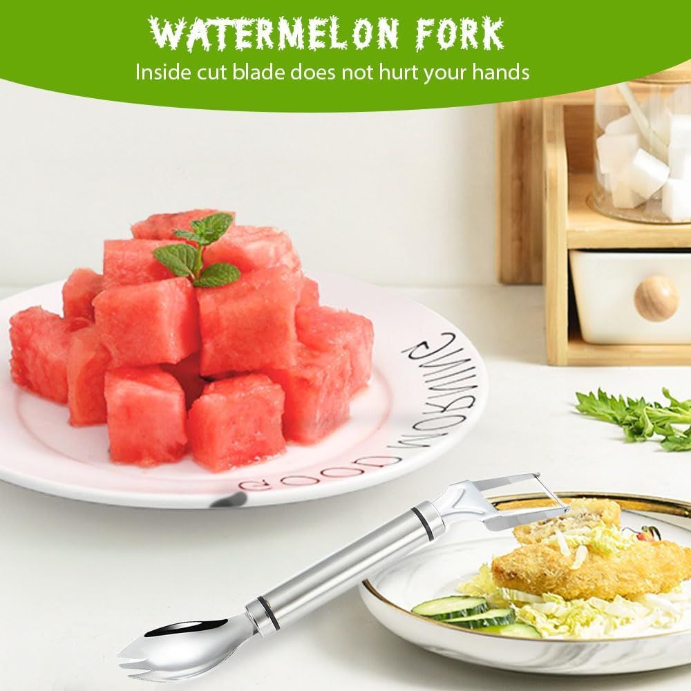 2-in-1 Stainless Steel Fruit Cutter Watermelon Cutter, Watermelon Slicer Cutter Summer Watermelon Cutting Artifact for Kitchen DIY (1) - Image 2