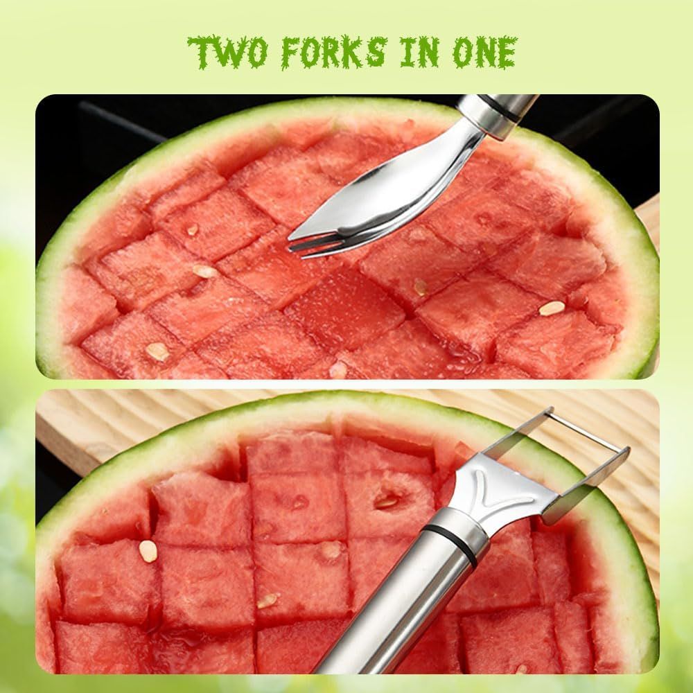 2-in-1 Stainless Steel Fruit Cutter Watermelon Cutter, Watermelon Slicer Cutter Summer Watermelon Cutting Artifact for Kitchen DIY (1) - Image 5