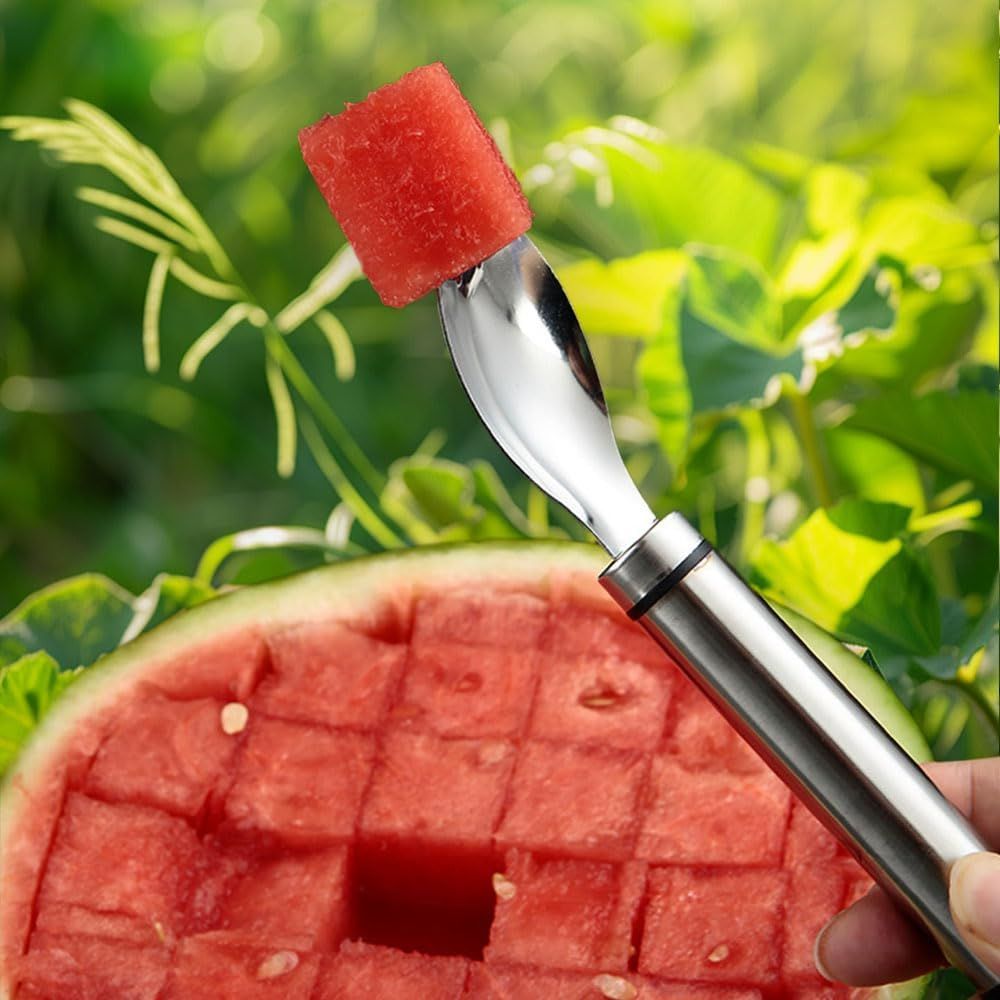 2-in-1 Stainless Steel Fruit Cutter Watermelon Cutter, Watermelon Slicer Cutter Summer Watermelon Cutting Artifact for Kitchen DIY (1) - Image 7