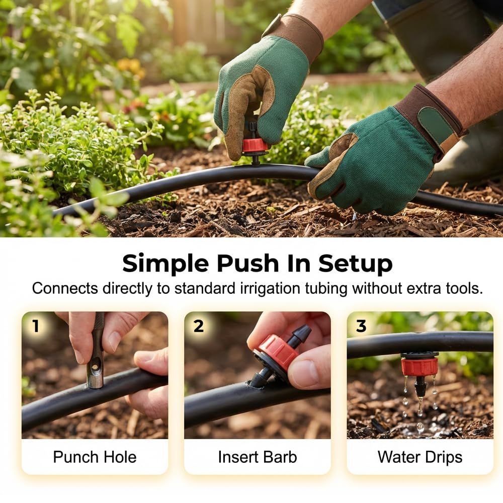 1 GPH Pressure Compensated Drippers Flow for Garden System, 2026 New Self-Cleaning Constant Flow Drippers Drip Irrigation Emitters System for 1/4 Inch Drip Irrigation Tubing (60, 1 GPH) - Image 4