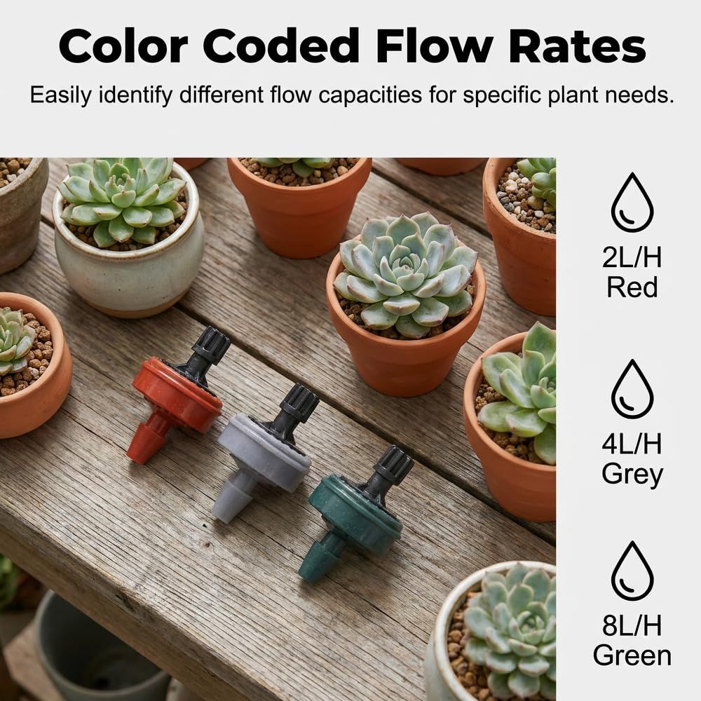 1 GPH Pressure Compensated Drippers Flow for Garden System, 2026 New Self-Cleaning Constant Flow Drippers Drip Irrigation Emitters System for 1/4 Inch Drip Irrigation Tubing (60, 1 GPH) - Image 7
