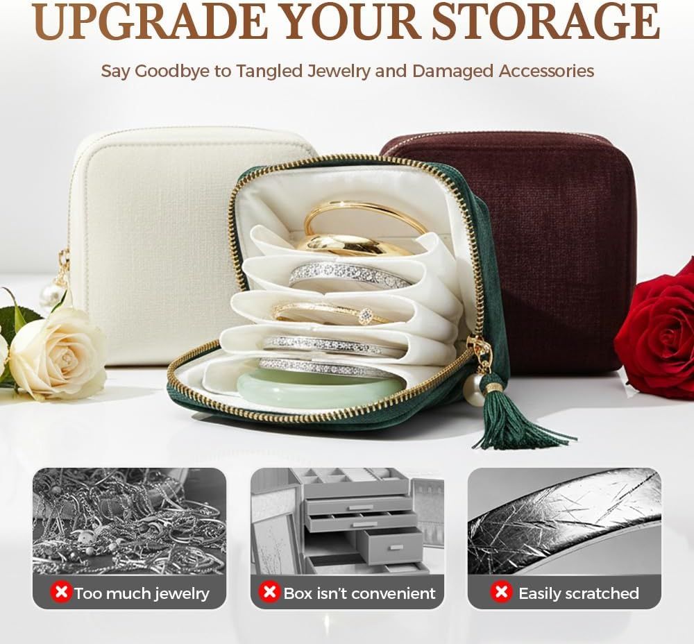 Travel Jewelry Case, Small Velvet Jewelry Pouch Bag with Zipper, Mini Portable Organizer for Earrings Rings Necklaces, Anti-Scratch Portable Storage Bag (Smog Blue) - Image 4