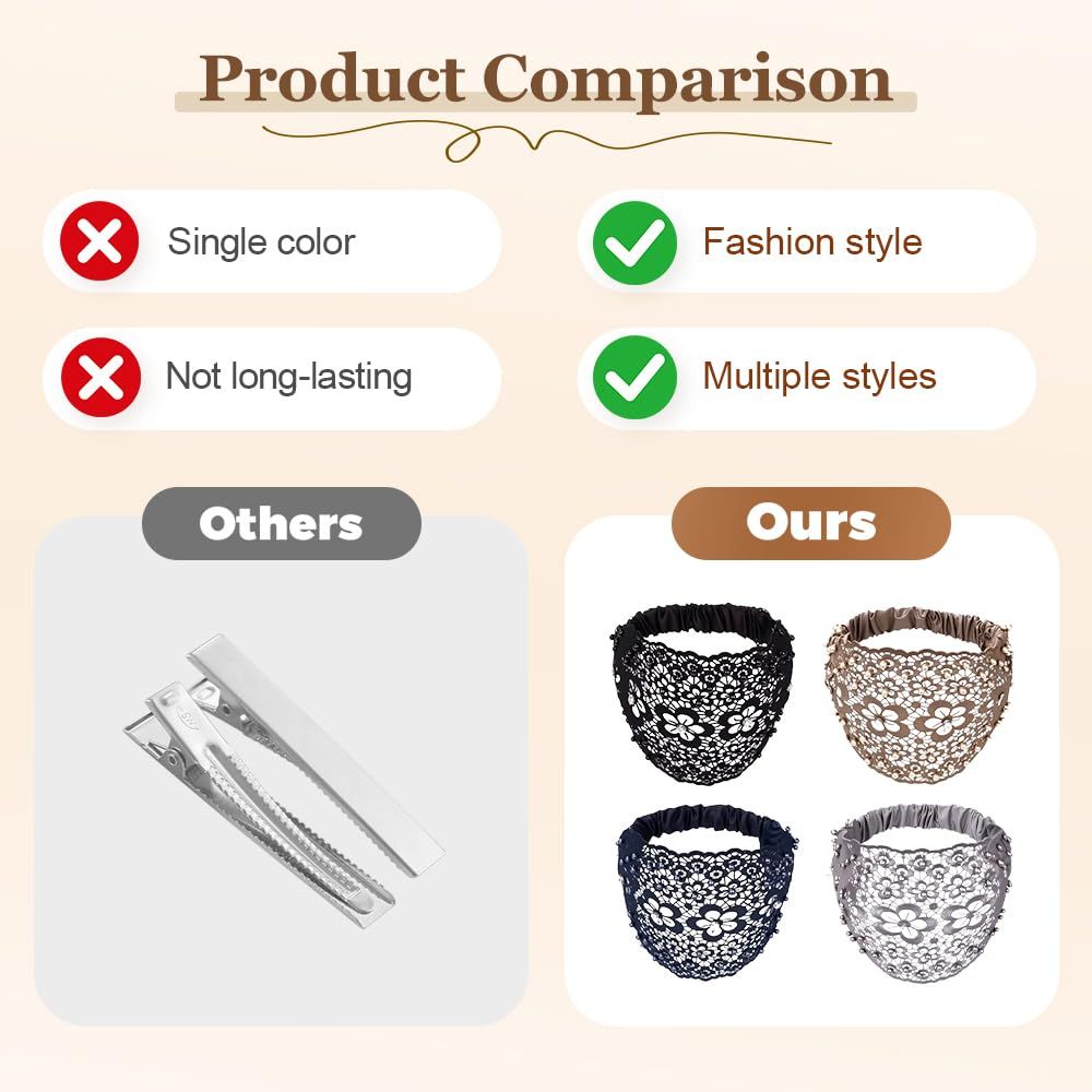 2025 New Elegant Floral Beaded Headbands for Women, Wide Lace Hair Bandanas, Boho Hair Accessories (5PCS, one size) - Image 5