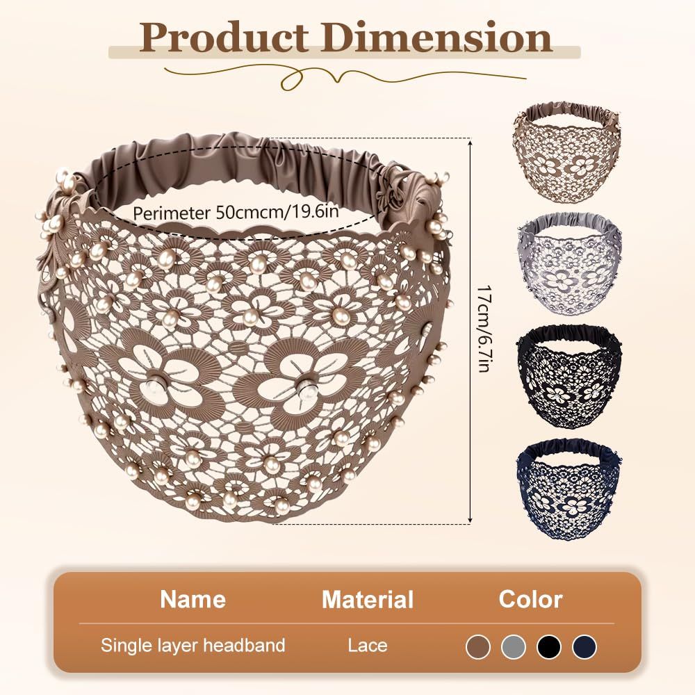 2025 New Elegant Floral Beaded Headbands for Women, Wide Lace Hair Bandanas, Boho Hair Accessories (5PCS, one size) - Image 8