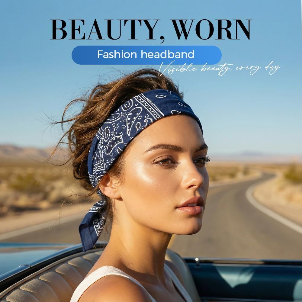 Non Slip Wide Headbands for Women, Yoga Headband, Soft Moisture Wicking Stretchy Fashion Hair Bands for Workout, Boho Accessories for Women - Image 2