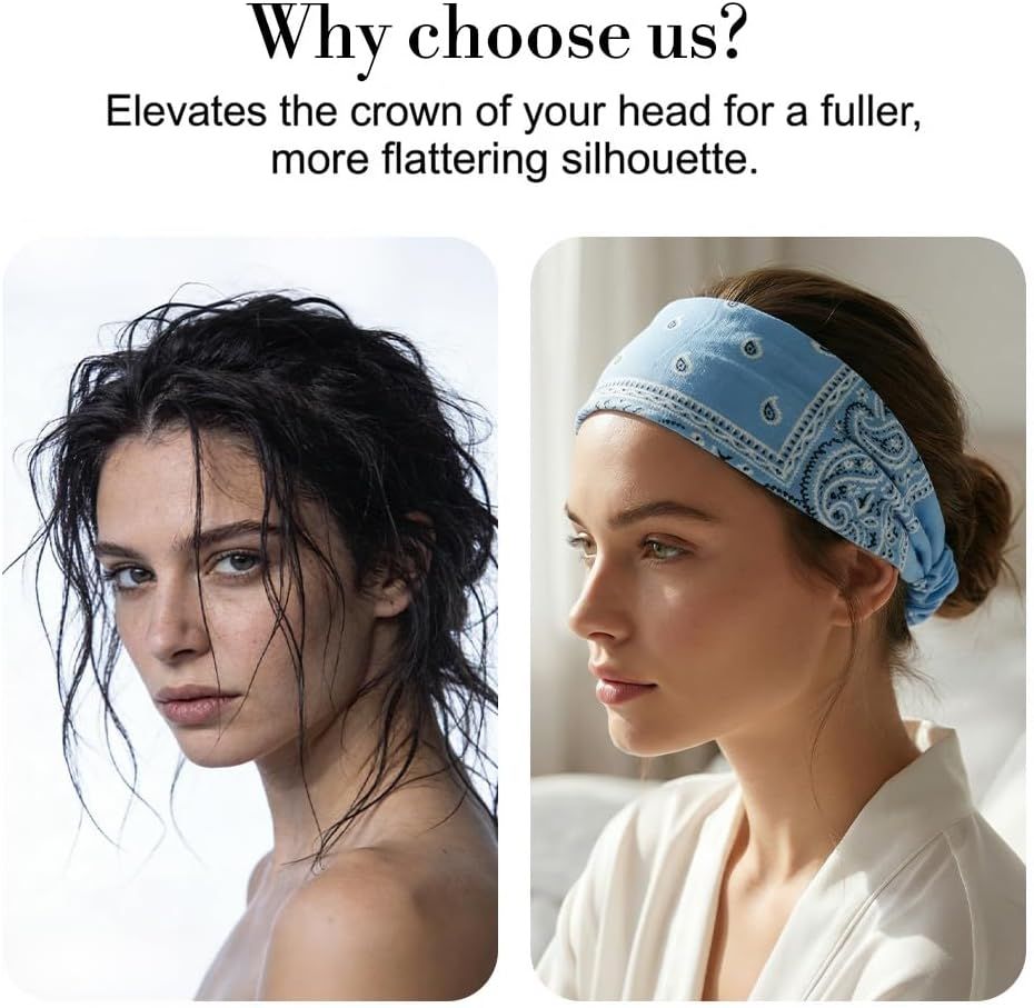 Non Slip Wide Headbands for Women, Yoga Headband, Soft Moisture Wicking Stretchy Fashion Hair Bands for Workout, Boho Accessories for Women - Image 3