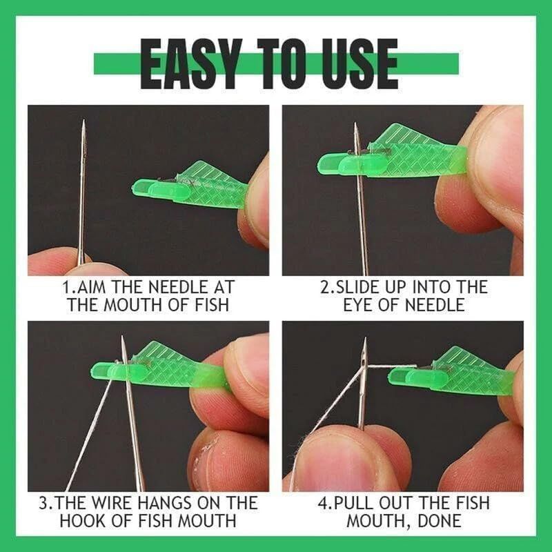 Automatic Sewing Needle Threader, Fish Type Quick Needle Threaders for Hand Sewing, Sewing Machine Needle Threader Tools, Sewing Supplies - Designed for Sewing Lovers Alike (green-3pcs) - Image 5