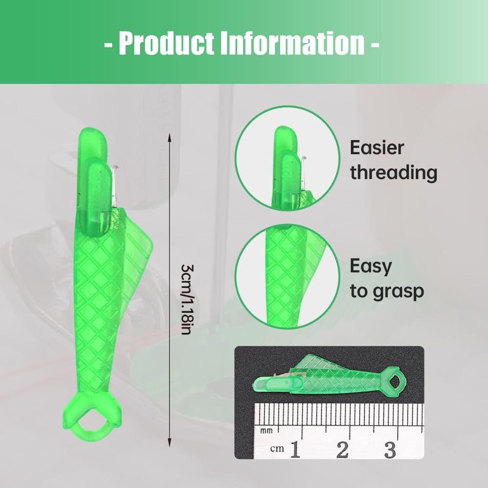 Automatic Sewing Needle Threader, Fish Type Quick Needle Threaders for Hand Sewing, Sewing Machine Needle Threader Tools, Sewing Supplies - Designed for Sewing Lovers Alike (green-3pcs) - Image 6