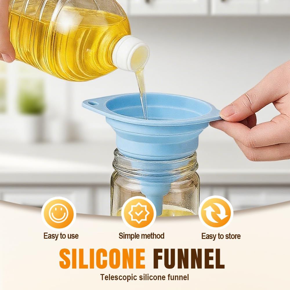 Kitchen Funnel Set 3 Pack, Collapsible Silicone Funnels for Filling Water Bottles & Small Bottles | Food-Grade, Easy Clean & Space-Saving (Mix Colors) - Image 2