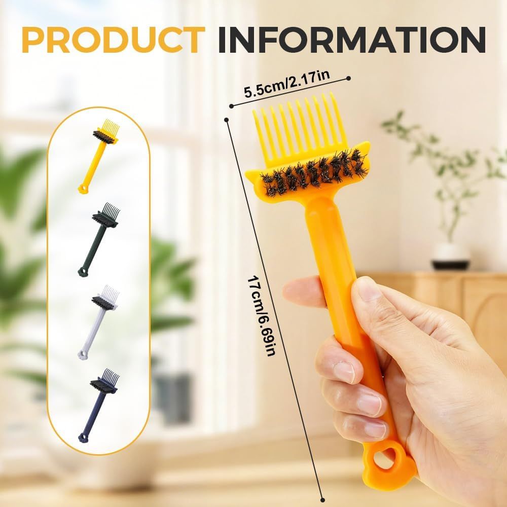 2-in-1 Hair Brush Cleaner Tool, Effortlessly Removes Hair & Dust from Combs, Mini Cleaning Rake with Pick & Bristles for Home and Salon Use (Green) - Image 2