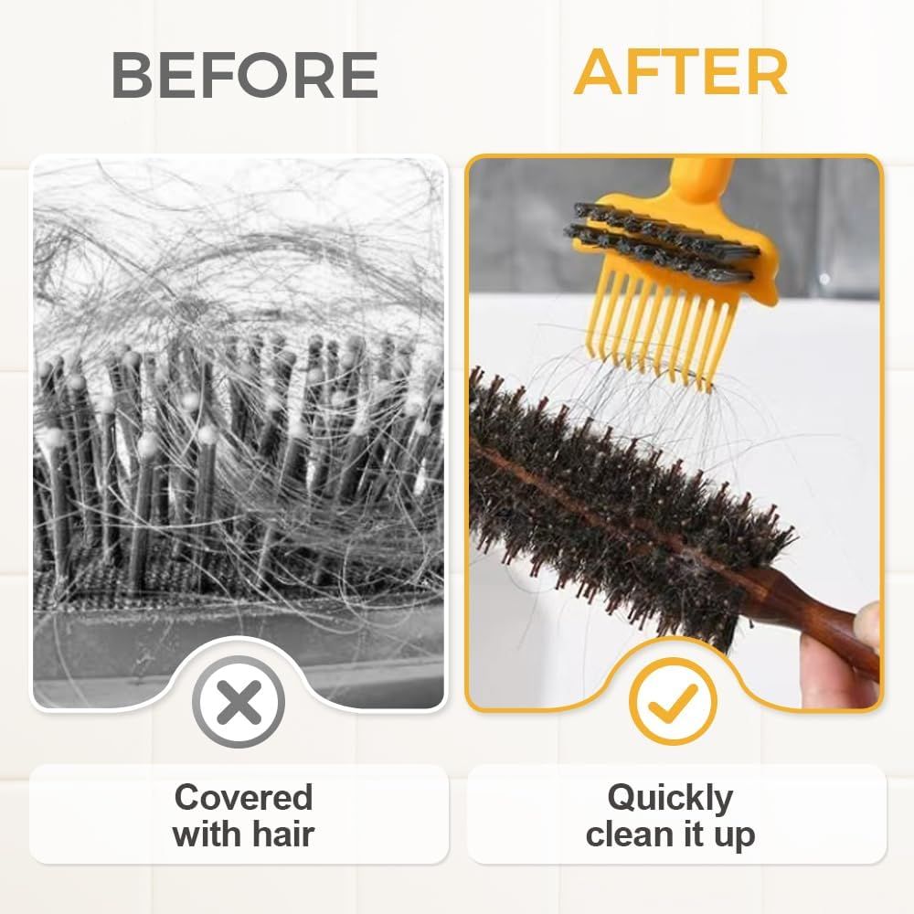 2-in-1 Hair Brush Cleaner Tool, Effortlessly Removes Hair & Dust from Combs, Mini Cleaning Rake with Pick & Bristles for Home and Salon Use (Green) - Image 4
