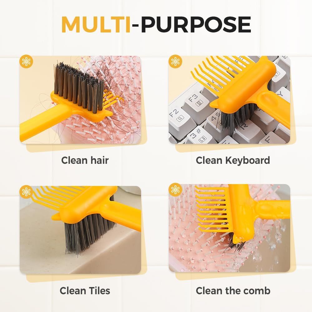 2-in-1 Hair Brush Cleaner Tool, Effortlessly Removes Hair & Dust from Combs, Mini Cleaning Rake with Pick & Bristles for Home and Salon Use (Green) - Image 6