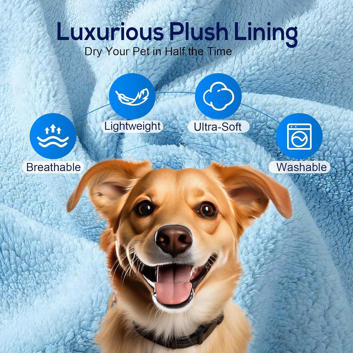 Paw Bathing Towel for Cats Puppy, Machine-Washable Reusable Pet Grooming Towel - Soft, Absorbent Quick-Dry Bath Mitt for Dirt Odor Removal, Daily Care & Travel (Blue) - Image 3
