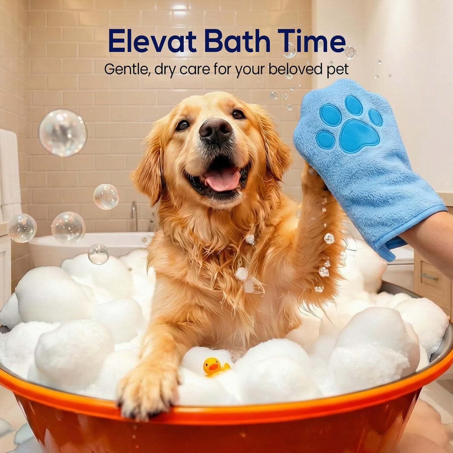 Paw Bathing Towel for Cats Puppy, Machine-Washable Reusable Pet Grooming Towel - Soft, Absorbent Quick-Dry Bath Mitt for Dirt Odor Removal, Daily Care & Travel (Blue) - Image 7