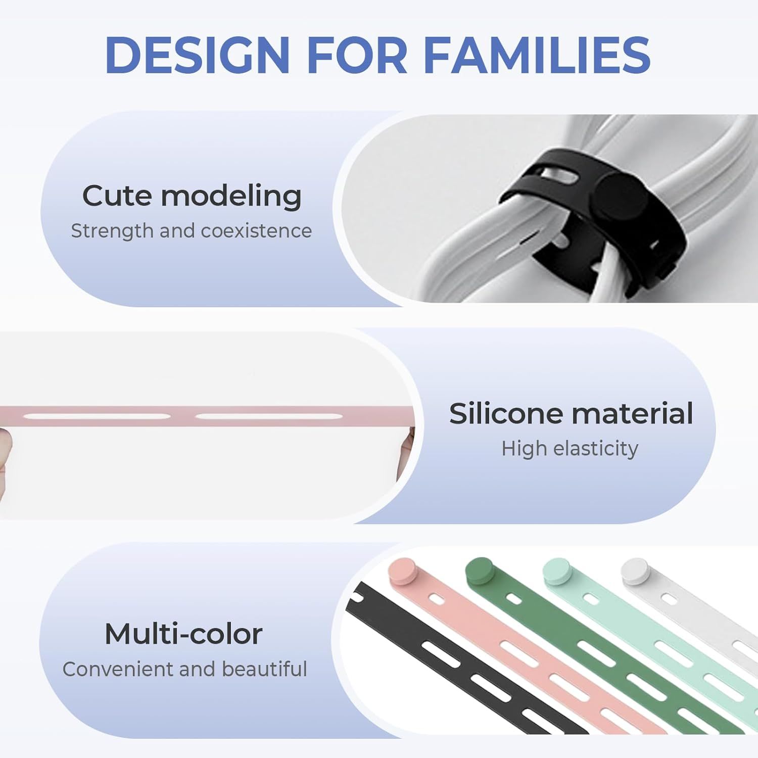 10 Pack Reusable Silicone Cable Ties - Adjustable Cord Organizer for Earphone, Phone Charger, Computer Cords - Office, Home Organization and Storage, Travel Essentials - Image 6