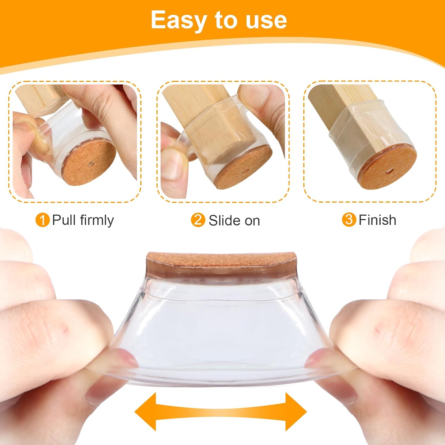 Ansible 36 Pack Chair Leg Floor Protectors for Hardwood Floors, Silicone Felt Covers Pads Caps, Protect Wood Furniture Feet Floors Noise Reduce and Scratch (Universal Large & Clear) - Image 2
