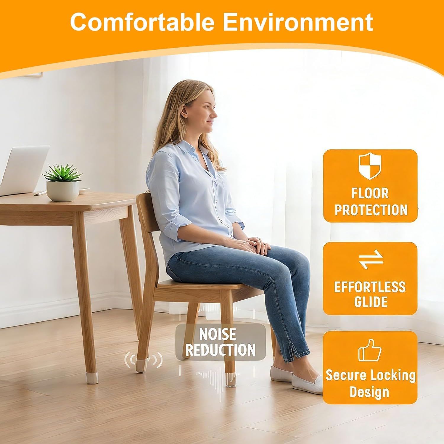 Ansible 36 Pack Chair Leg Floor Protectors for Hardwood Floors, Silicone Felt Covers Pads Caps, Protect Wood Furniture Feet Floors Noise Reduce and Scratch (Universal Large & Clear) - Image 3