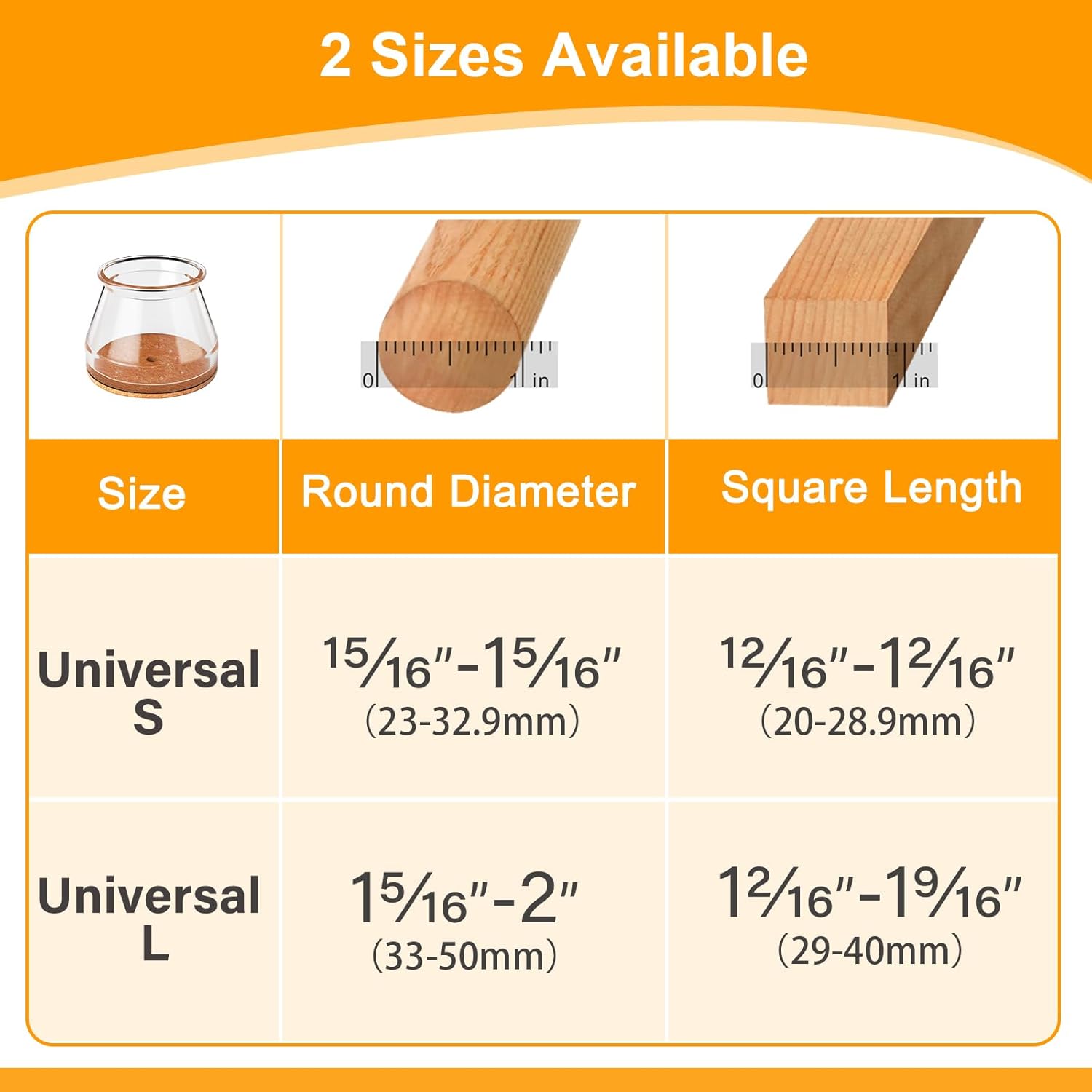 Ansible 36 Pack Chair Leg Floor Protectors for Hardwood Floors, Silicone Felt Covers Pads Caps, Protect Wood Furniture Feet Floors Noise Reduce and Scratch (Universal Large & Clear) - Image 5