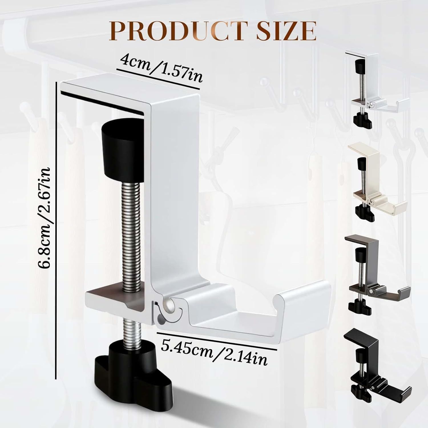 Headphone Stand, Purse Hook for Table, Foldable Space-Saving Headphone Bag Holder, Multifunctional Desk Hooks with Adjustable Clamp-On Design, Office, Dormitory, Home Accessories (black, 2pcs) - Image 2