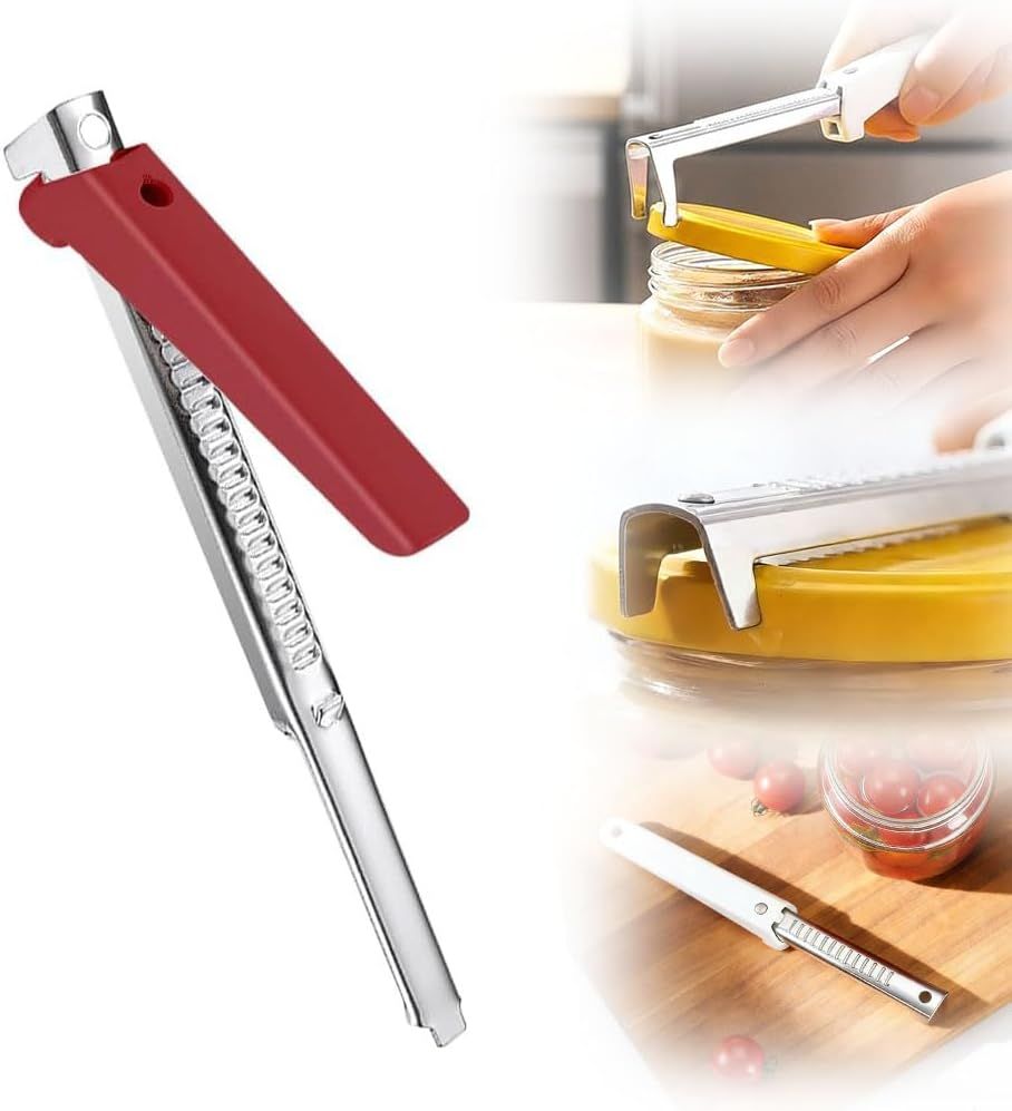 Adjustable Jar Opener for Weak Hands & Seniors - Stainless Steel Can Opener with Comfort Grip, Multifunctional Bottle & Lid Opener for Kitchen, Arthritis Friendly (red) - Image 1
