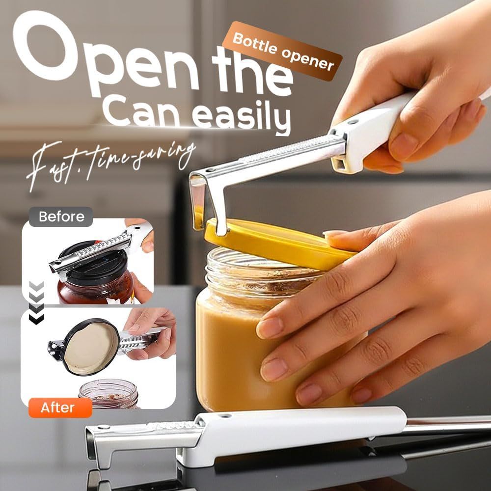 Adjustable Jar Opener for Weak Hands & Seniors - Stainless Steel Can Opener with Comfort Grip, Multifunctional Bottle & Lid Opener for Kitchen, Arthritis Friendly (red) - Image 3