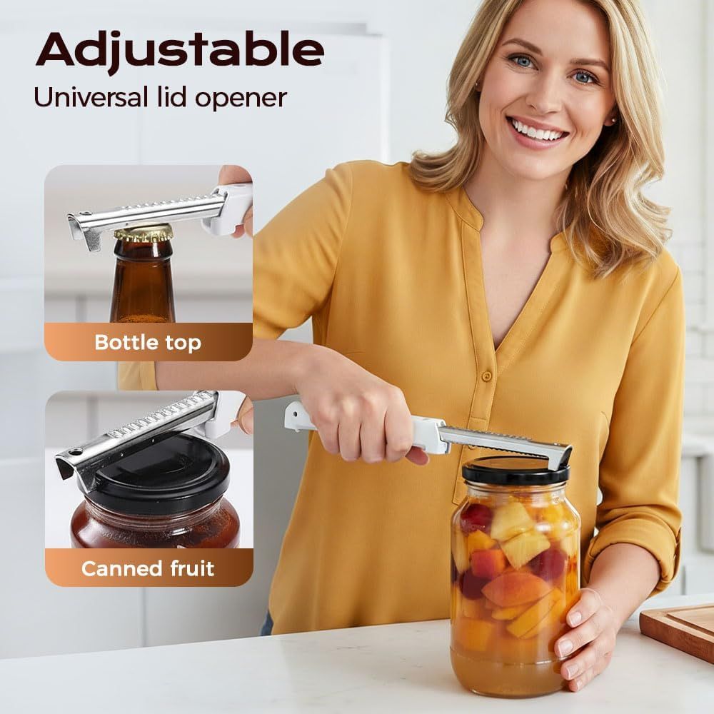 Adjustable Jar Opener for Weak Hands & Seniors - Stainless Steel Can Opener with Comfort Grip, Multifunctional Bottle & Lid Opener for Kitchen, Arthritis Friendly (red) - Image 6