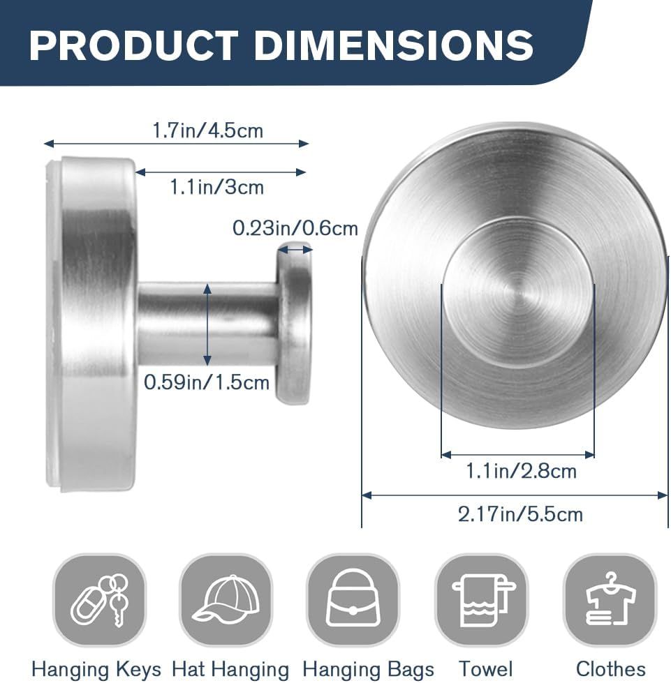 Suction Cup Hooks - 2025 Upgraded Stainless Steel Heavy Duty No Drill Hooks for Wreaths on Glass, Shower Towels & Front Door (2, Black) - Image 2