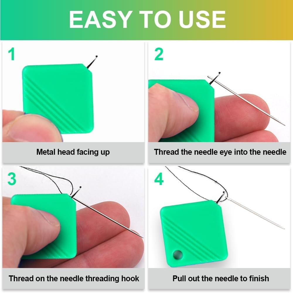 2025 Upgraded Needle Threaders, Sewing Machine Needle Threader, Needle Threaders for Hand Sewing, Embroidery Floss, Yarn, Quickly and Easily Threads Needles Tools (Green) - Image 3